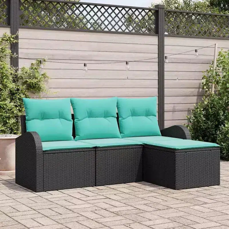 vidaXL Garten-Sofa-Set mit Kissen 4-teilig Braun Polyrattan