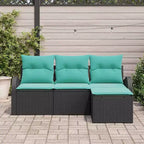 vidaXL Garten-Sofa-Set mit Kissen 4-teilig Braun Polyrattan