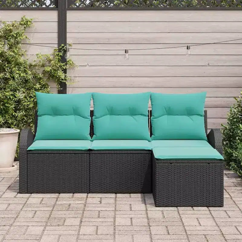 vidaXL Garten-Sofa-Set mit Kissen 4-teilig Braun Polyrattan