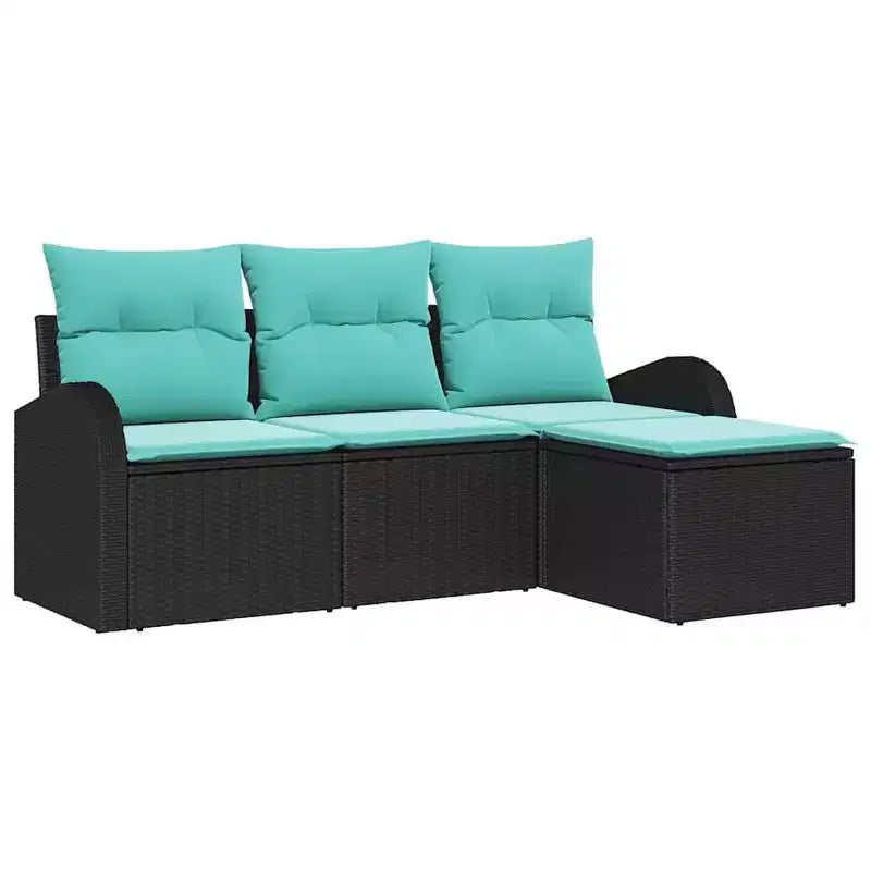 vidaXL Garten-Sofa-Set mit Kissen 4-teilig Braun Polyrattan