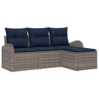 vidaXL Garten-Sofa-Set mit Kissen 4-teilig Braun Polyrattan