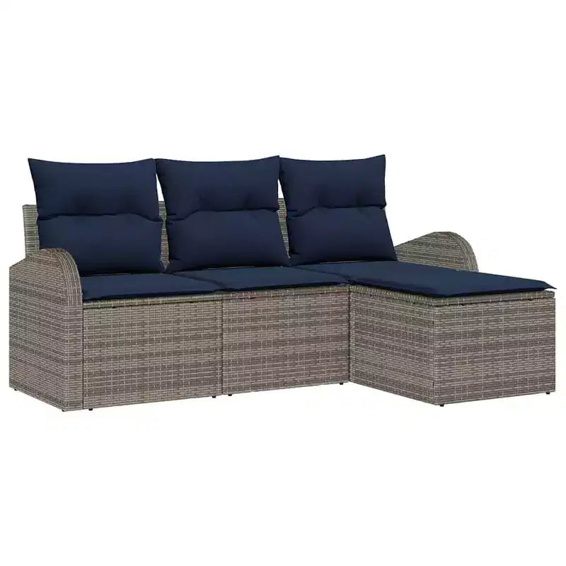 vidaXL Garten-Sofa-Set mit Kissen 4-teilig Braun Polyrattan