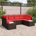 vidaXL Gartensofa-Set mit Kissen 6-teilig Braun Polyrattan