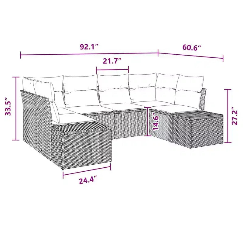 vidaXL Gartensofa-Set mit Kissen 6-teilig Braun Polyrattan