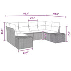 vidaXL Gartensofa-Set mit Kissen 6-teilig Braun Polyrattan
