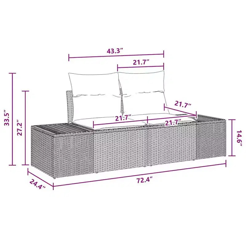 vidaXL Gartensofa-Set mit Kissen 6-teilig Braun Polyrattan