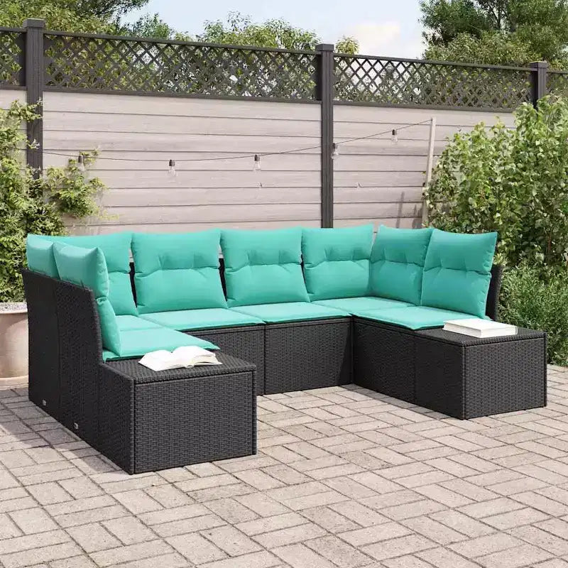 vidaXL Gartensofa-Set mit Kissen 6-teilig Braun Polyrattan