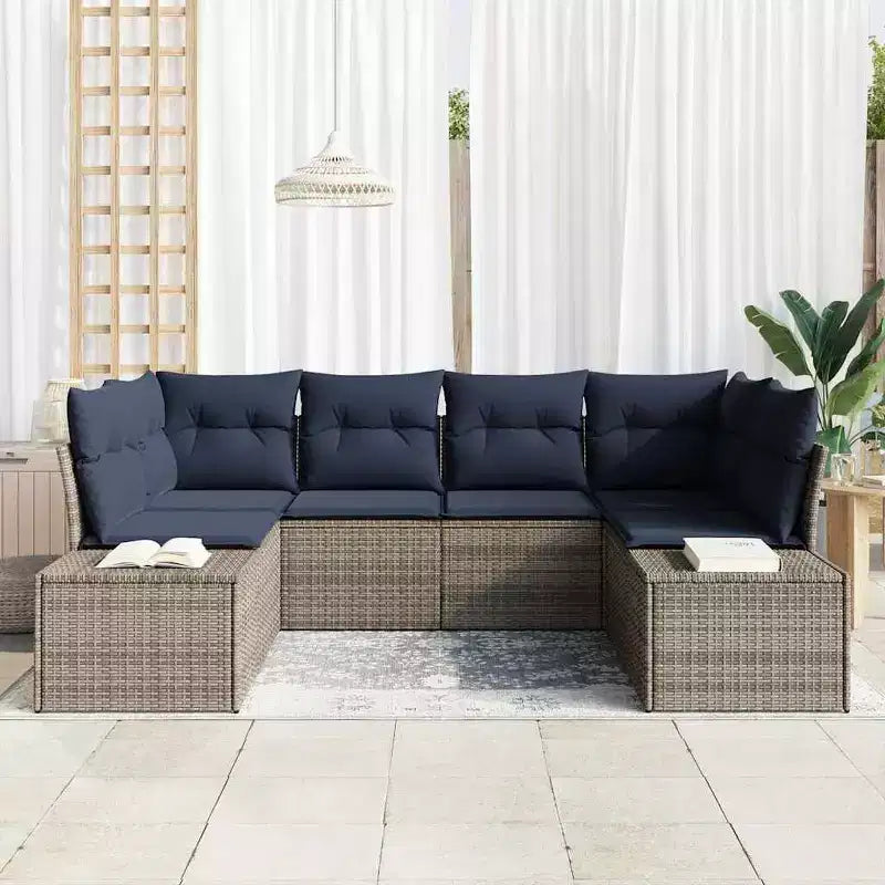 vidaXL Gartensofa-Set mit Kissen 6-teilig Braun Polyrattan