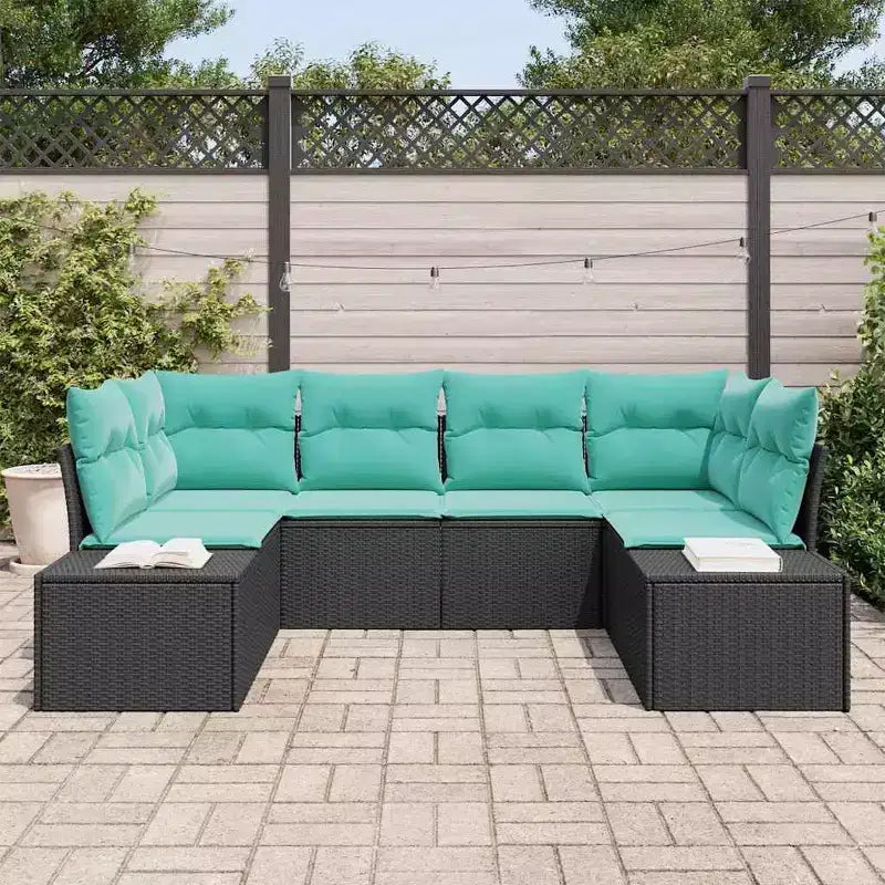 vidaXL Gartensofa-Set mit Kissen 6-teilig Braun Polyrattan
