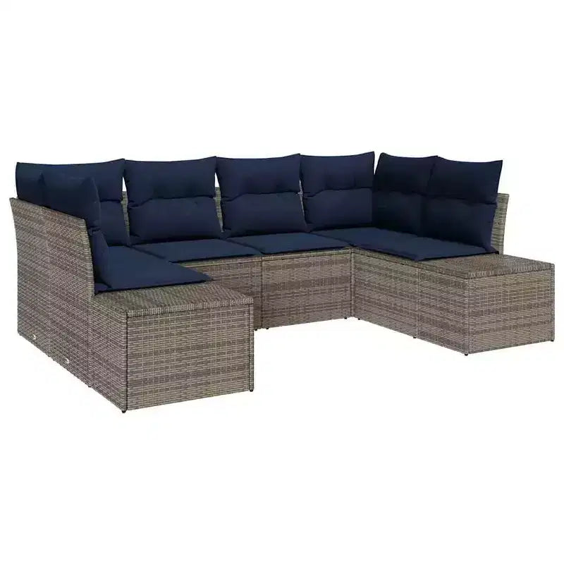 vidaXL Gartensofa-Set mit Kissen 6-teilig Braun Polyrattan