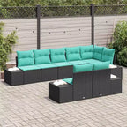 vidaXL Garten-Sofa-Set mit Kissen 8-tlg. Polyrattan