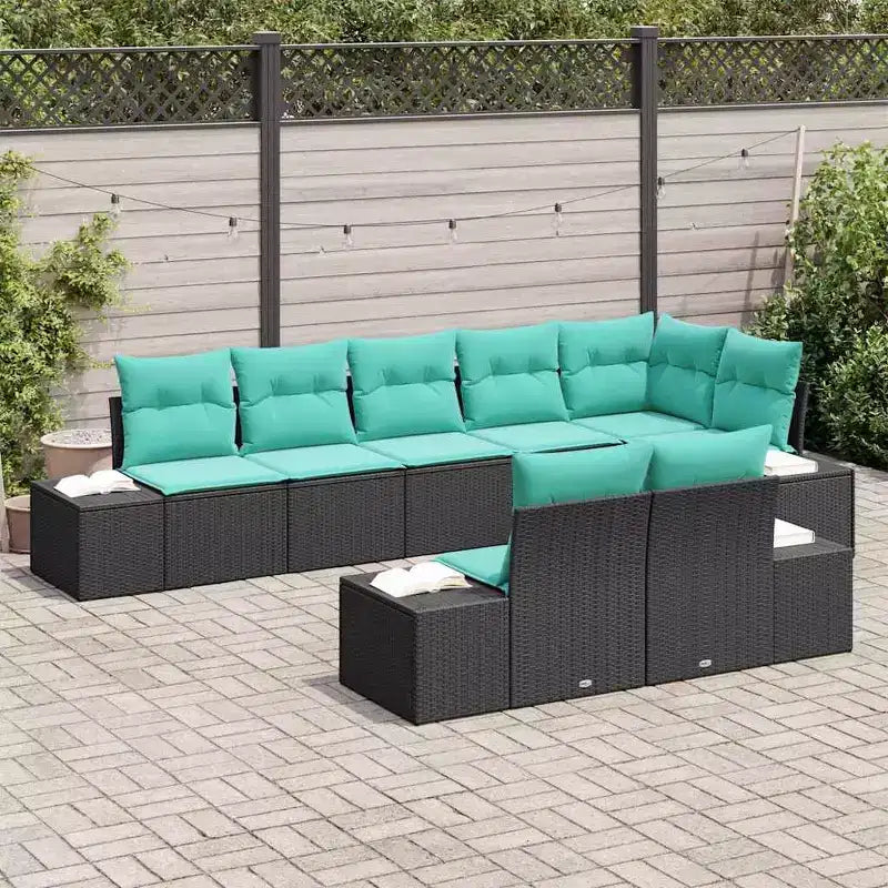 vidaXL Garten-Sofa-Set mit Kissen 8-tlg. Polyrattan