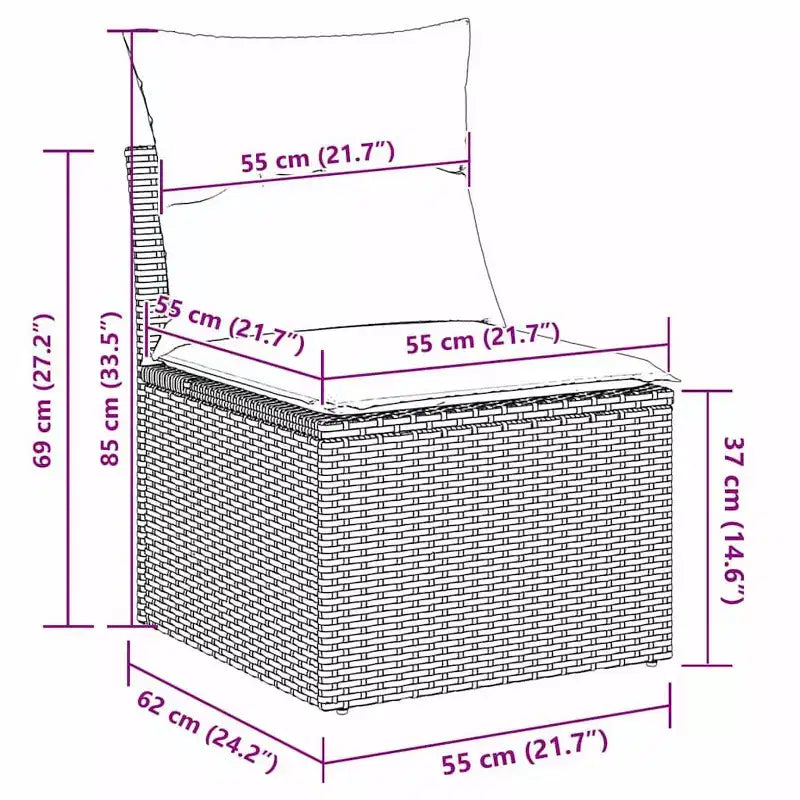vidaXL Garten-Sofa-Set mit Kissen 8-tlg. Polyrattan