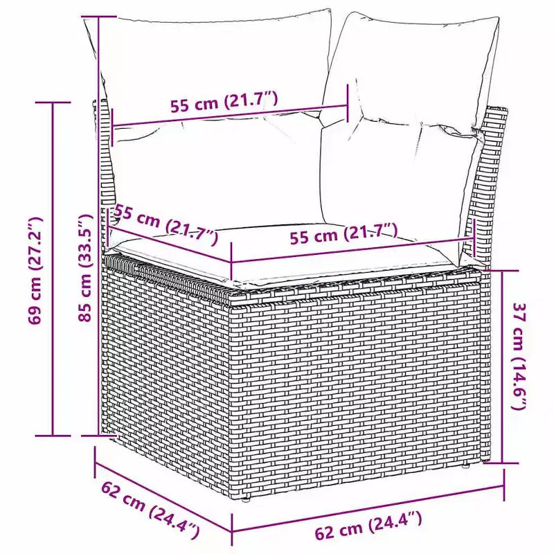 vidaXL Garten-Sofa-Set mit Kissen 8-tlg. Polyrattan