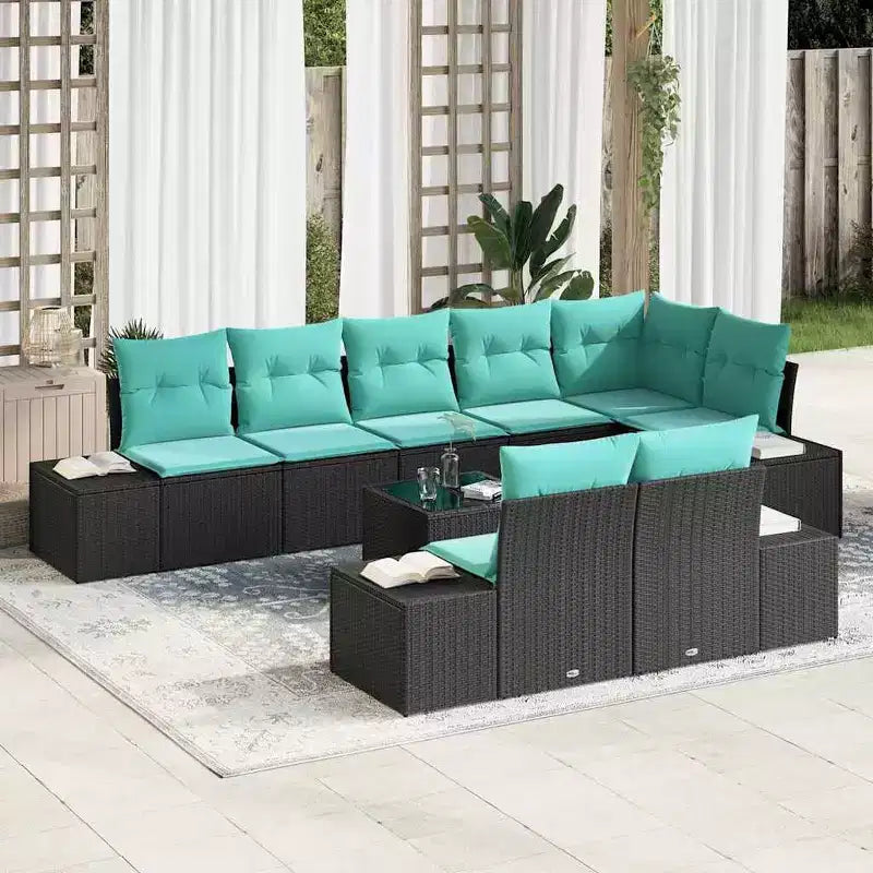 vidaXL Garten-Sofa-Set mit Kissen 8-tlg. Polyrattan