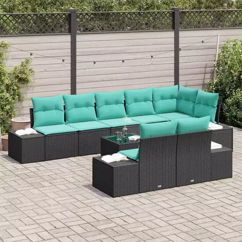 vidaXL Garten-Sofa-Set mit Kissen 8-tlg. Polyrattan