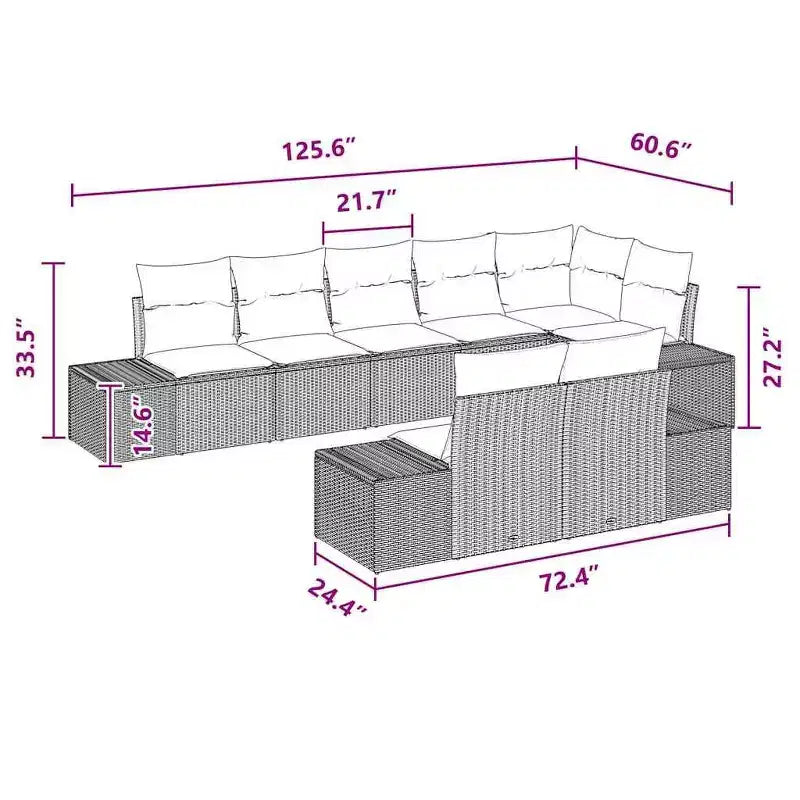vidaXL Garten-Sofa-Set mit Kissen 8-tlg. Polyrattan