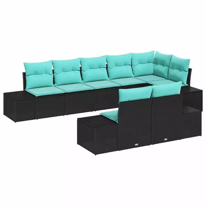 vidaXL Garden Sofa Set with Cushion 8 pcs Poly Rattan