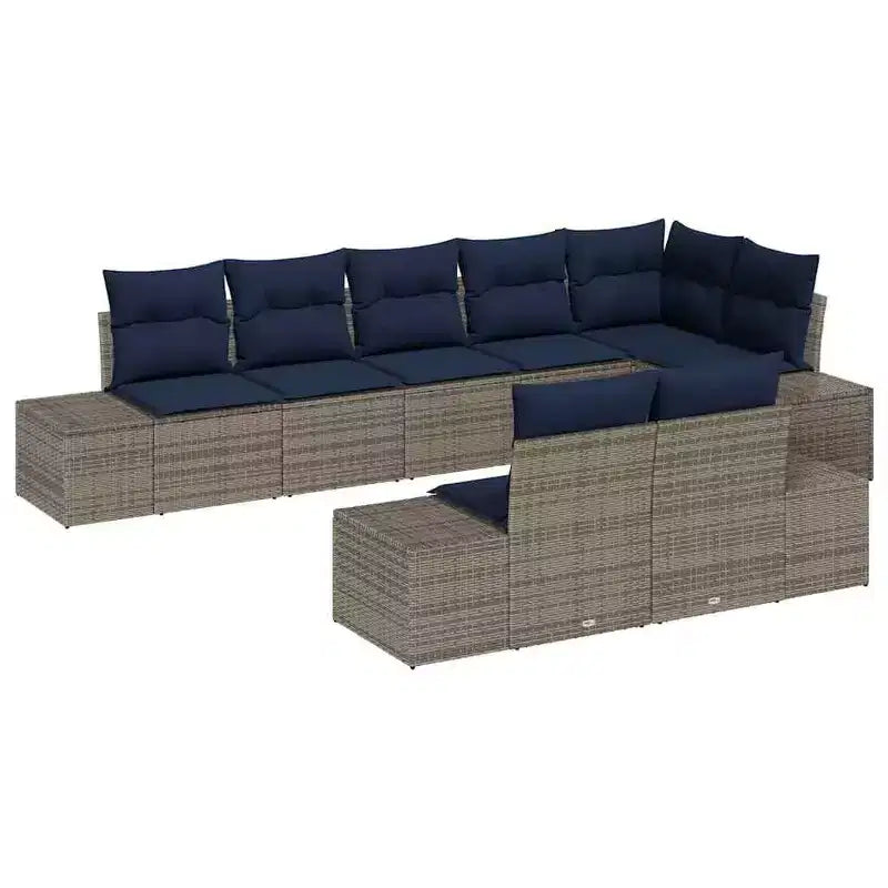 vidaXL Garten-Sofa-Set mit Kissen 8-tlg. Polyrattan
