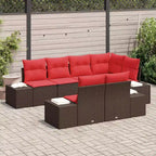 vidaXL Garten-Sofa-Set mit Kissen 7-teilig Braun Polyrattan
