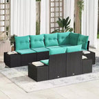 vidaXL Garten-Sofa-Set mit Kissen 7-teilig Braun Polyrattan