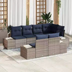 vidaXL Garten-Sofa-Set mit Kissen 7-teilig Braun Polyrattan
