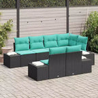 vidaXL Garten-Sofa-Set mit Kissen 7-teilig Braun Polyrattan