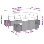 vidaXL Garten-Sofa-Set mit Kissen 7-teilig Braun Polyrattan
