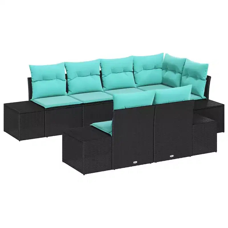 vidaXL Garten-Sofa-Set mit Kissen 7-teilig Braun Polyrattan