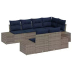 vidaXL Garten-Sofa-Set mit Kissen 7-teilig Braun Polyrattan