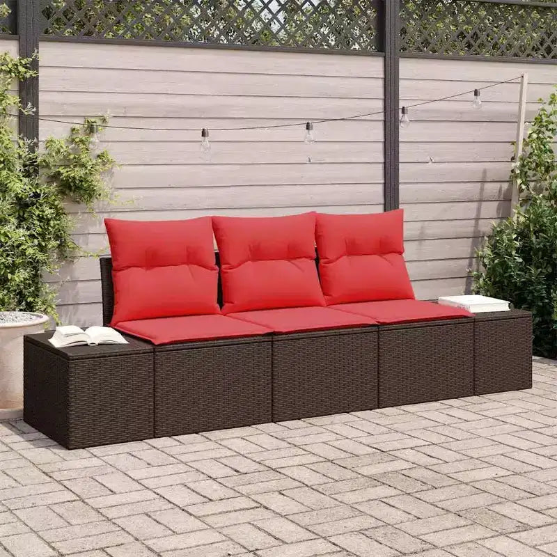 vidaXL Garten-Sofa-Set 3-teilig Braun Polyrattan