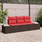 vidaXL Garten-Sofa-Set 3-teilig Braun Polyrattan