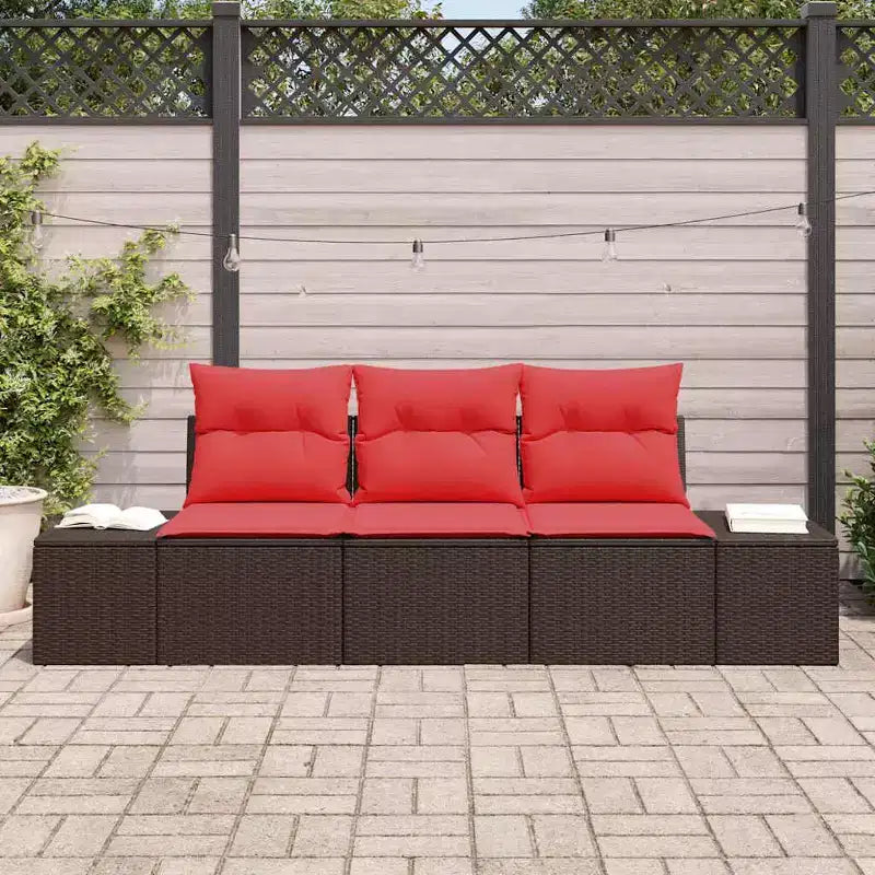 vidaXL Garten-Sofa-Set 3-teilig Braun Polyrattan