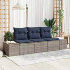vidaXL Garten-Sofa-Set 3-teilig Braun Polyrattan