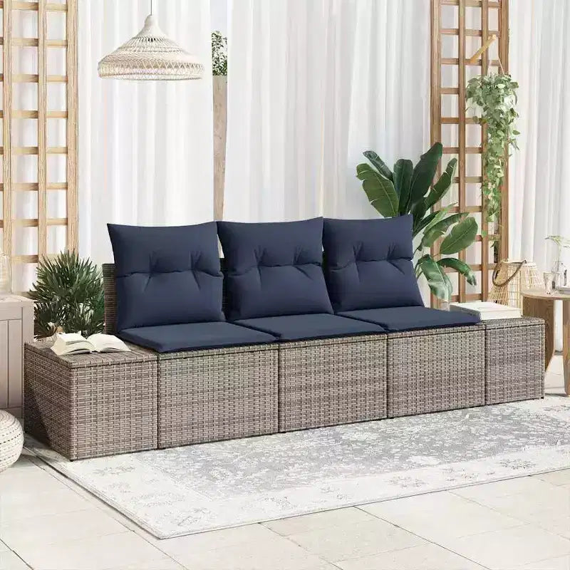 vidaXL Garten-Sofa-Set 3-teilig Braun Polyrattan