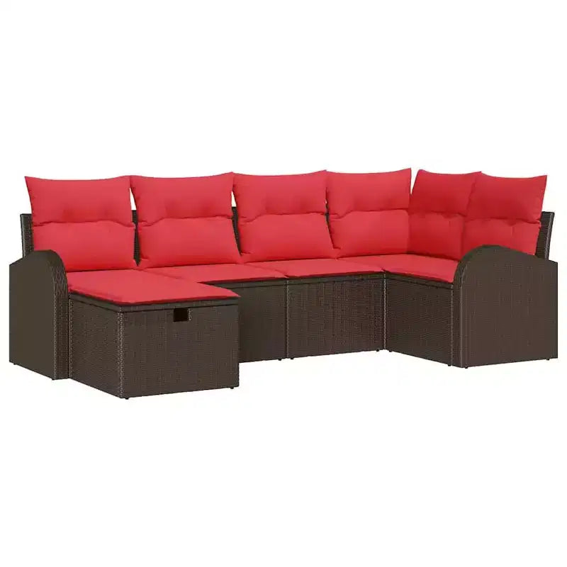 vidaXL Garden Sofa Set 6 pcs Brown and Red 234 x 124 x 85 cm