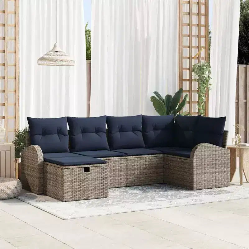 vidaXL Garten-Sofagarnitur 6-teilig Braun und Rot 234 x 124 x 85 cm