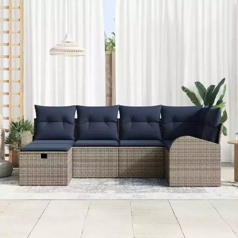 vidaXL Garten-Sofagarnitur 6-teilig Braun und Rot 234 x 124 x 85 cm
