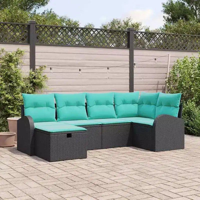 vidaXL Garten-Sofagarnitur 6-teilig Braun und Rot 234 x 124 x 85 cm
