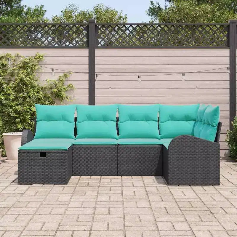 vidaXL Garten-Sofagarnitur 6-teilig Braun und Rot 234 x 124 x 85 cm