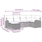 vidaXL Garten-Sofagarnitur 6-teilig Braun und Rot 234 x 124 x 85 cm