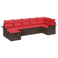 vidaXL Garden Sofa Set 7 pcs Brown and red 297.5 x 132.5 x 85 cm