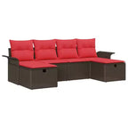 vidaXL Garden Sofa Set 6 pcs Brown and Red 251 x 117 x 85 cm