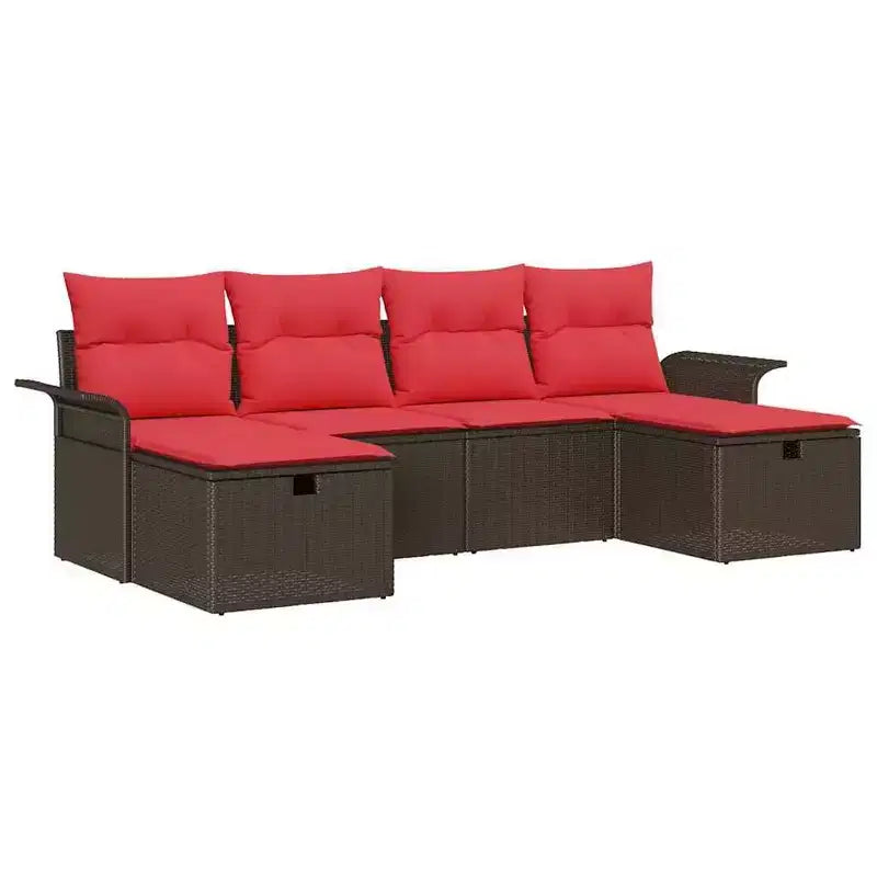 vidaXL Garden Sofa Set 6 pcs Brown and Red 251 x 117 x 85 cm