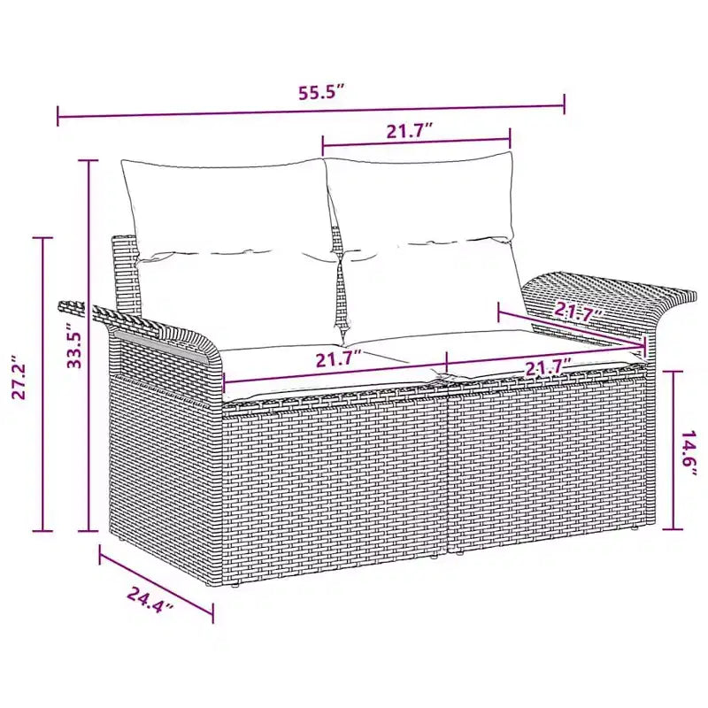 vidaXL Garten-Sofagarnitur 6-teilig Braun und Rot 251 x 117 x 85 cm