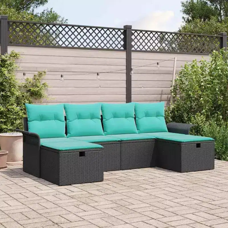 vidaXL Garten-Sofagarnitur 6-teilig Braun und Rot 251 x 117 x 85 cm
