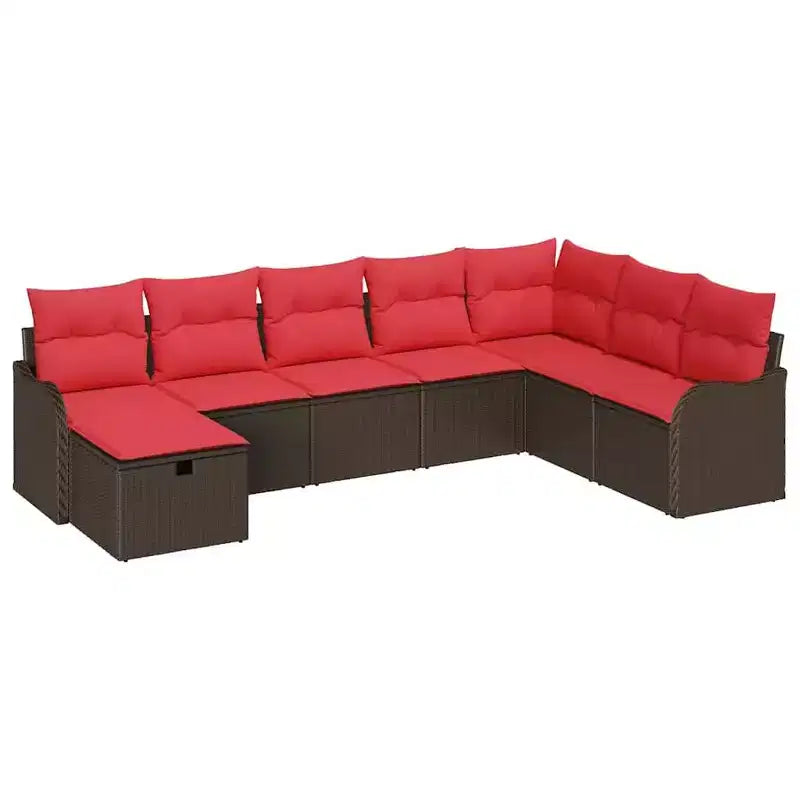 vidaXL Garden Sofa Set 8 pcs Brown and Red 287.5 x 177.5 x 85 cm