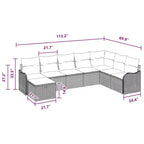 vidaXL Loungesofa-Garnitur 8-teilig Braun und Rot 287,5 x 177,5 x 85 cm