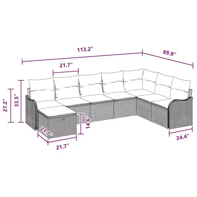 vidaXL Loungesofa-Garnitur 8-teilig Braun und Rot 287,5 x 177,5 x 85 cm