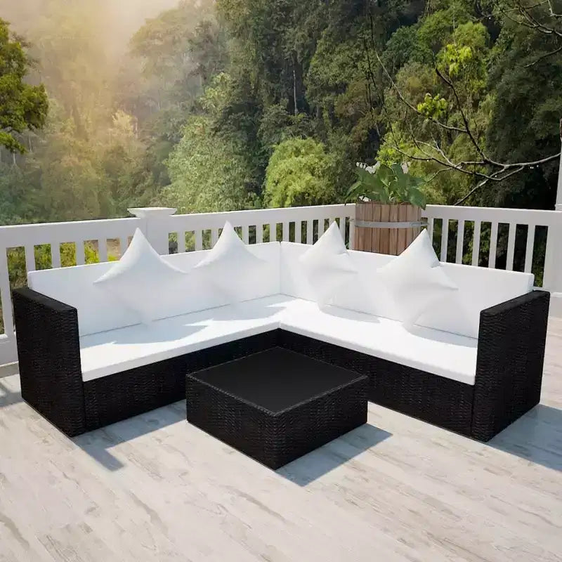 vidaXL Loungemöbel-Set, 4-teilig, mit Couchtisch, Rattan – Braun